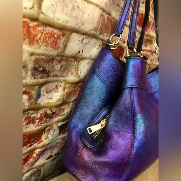 Coach Madison Metallic Multi Color Leather Satchel Shoulder Bag 13. X 6. X 11 - Picture 8 of 15